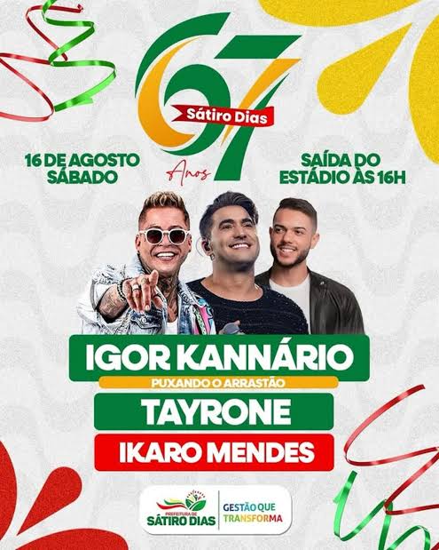 Prefeitura de Sátiro Dias comemora 67 anos de sua emancipação 