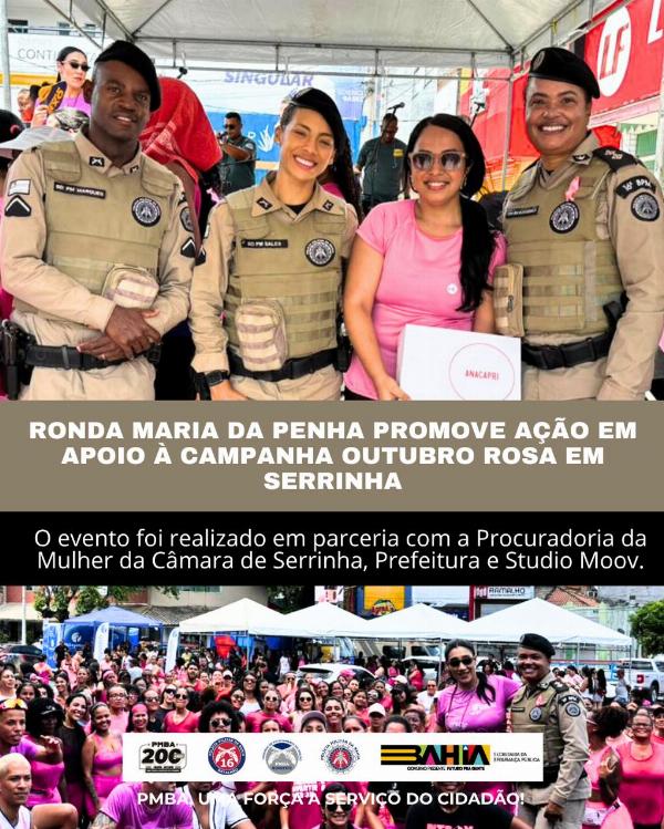 Ronda Maria da Penha promove ação em apoio a campanha Outubro rosa em Serrinha 