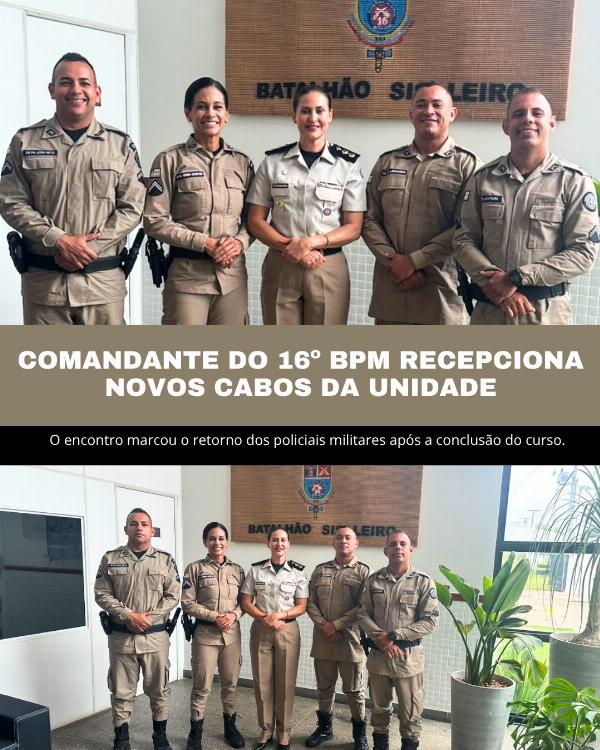 Comadante do 16º BPM recepiona novos Cabos da unindade